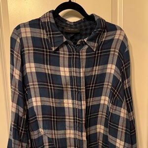 Lane Bryant Super Soft Plaid Flannel Boyfriend Shirt 👔 No-Gap Button